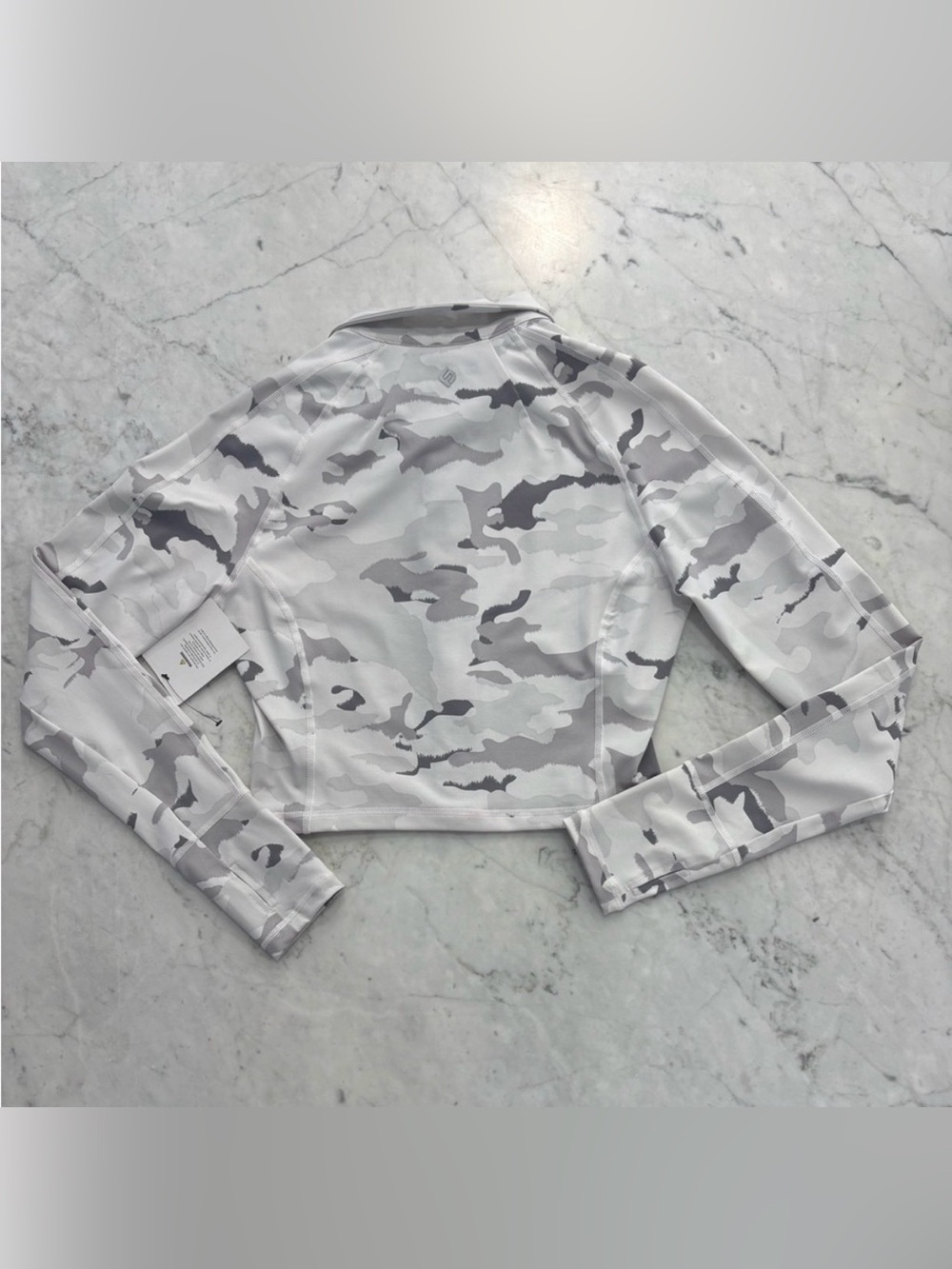 Fashion Nova Gray & White Camo Zip-Up Cropped Hoodie - Picture 2 of 3